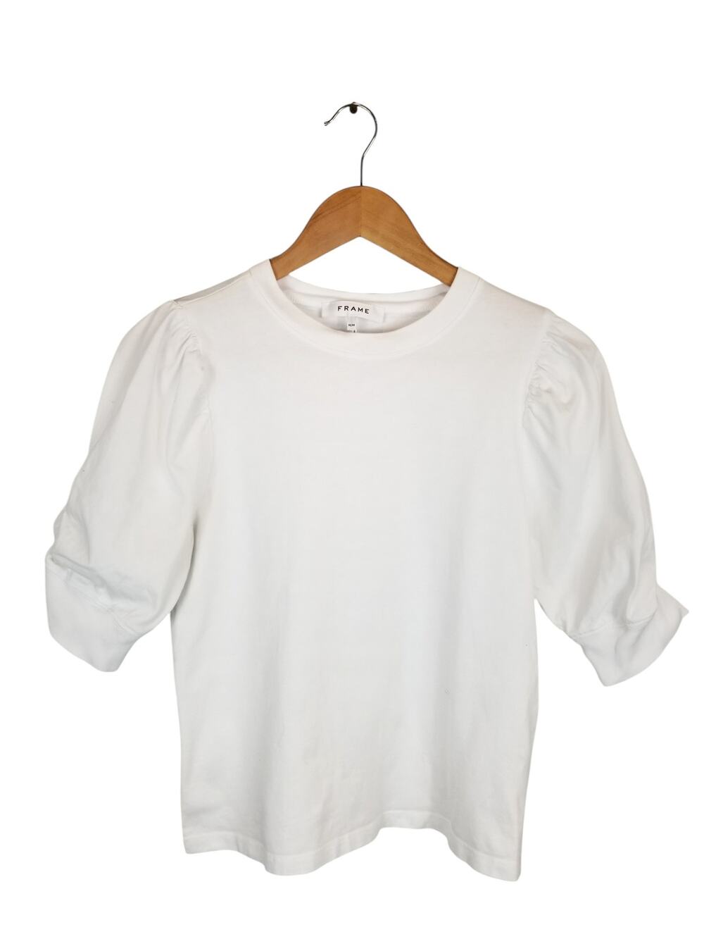 Frame The Frankie Women's White Puff Sleeve T-Shirt Size Medium